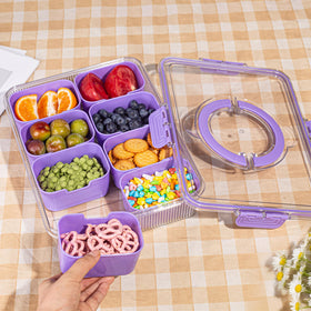 FEIOOD clear lid shows compartments while preventing spills.