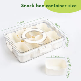 FEIOOD snackle box clear lid with four locking clasps prevents spills.