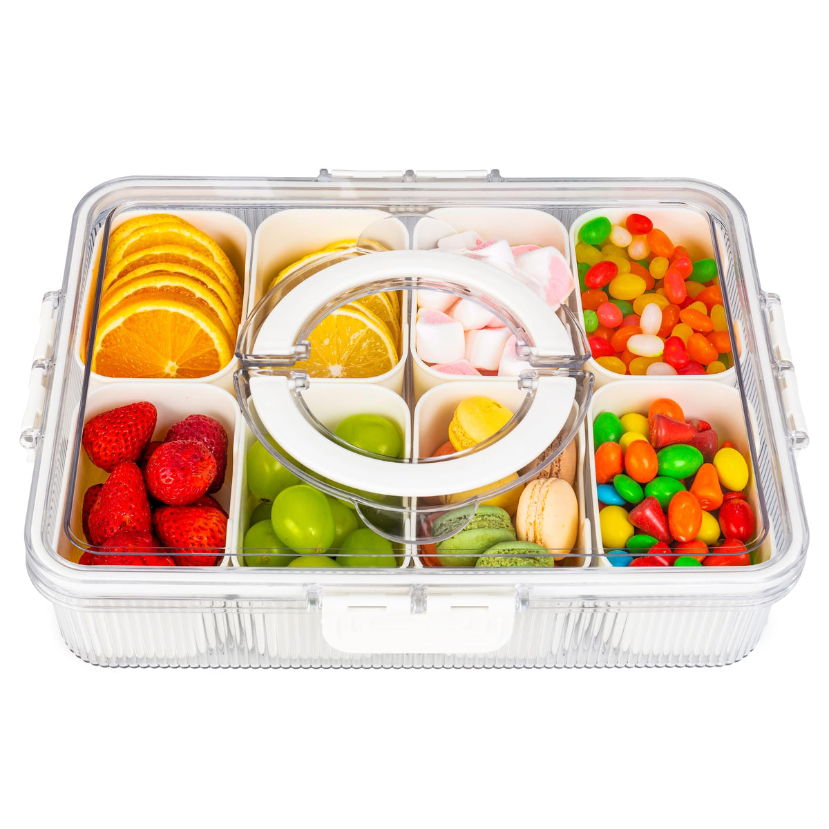 FEIOOD snackle box measures 11 by 8 by 2.75 inches.