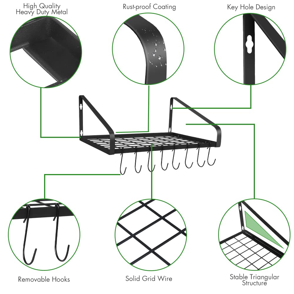 Felibeaco kitchen wall storage full rack mounted for organized cookware.
