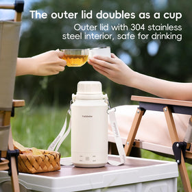 Felizbebe kettle with detachable shoulder strap for easy travel.