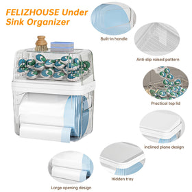 FELIZHOUSE fits standard 13-gallon bags securely under sink.