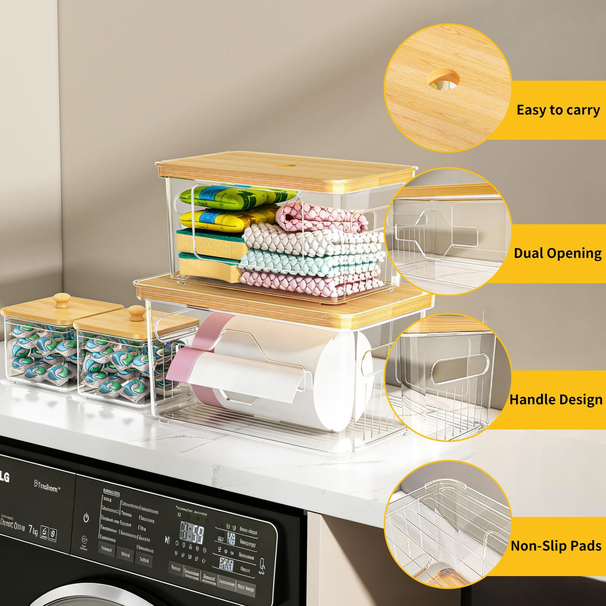 FELIZHOUSE anti-slip base with transparent pads holds the stack steady.