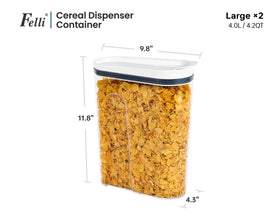 Felli cereal container with crystal-clear acrylic gives quick visibility of contents.