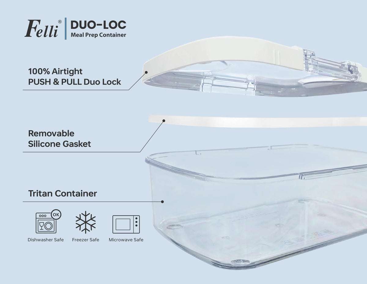 Felli Duo Loc BPA-free material resists stains and odors.