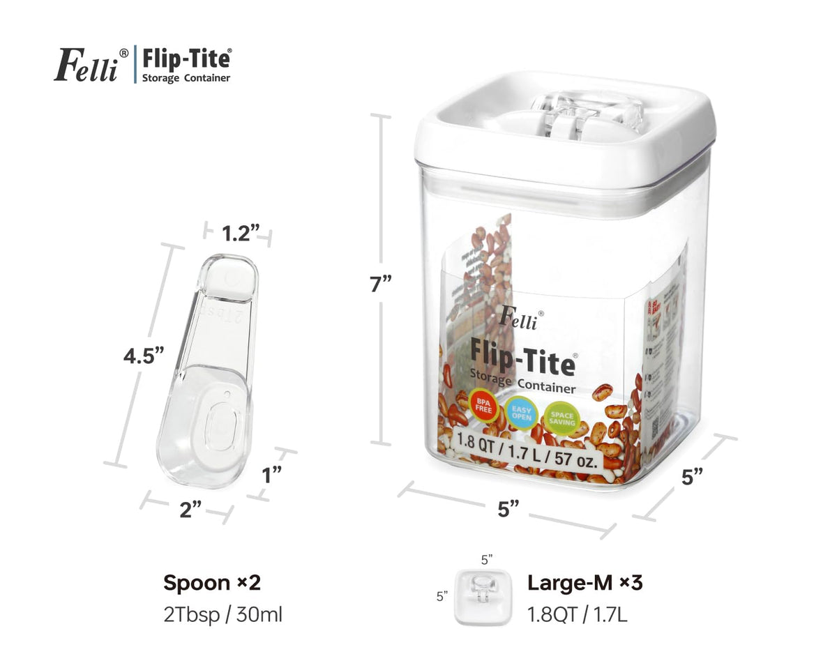 Clear SAN plastic body of Felli container for easy content identification.