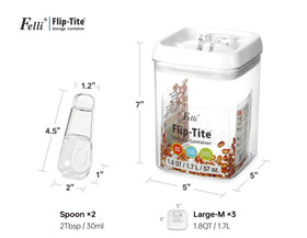 Clear SAN plastic body of Felli container for easy content identification.
