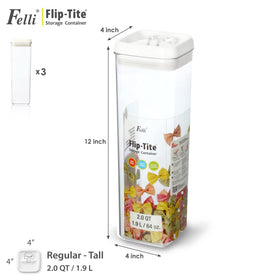 Felli Flip-Tite Tall flat lid stackable design saves shelf space