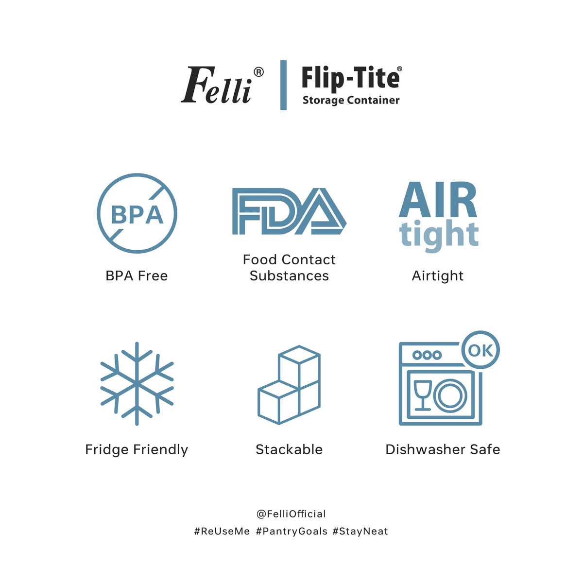 Felli Flip-Tite Tall fridge-friendly storage keeps ingredients visible