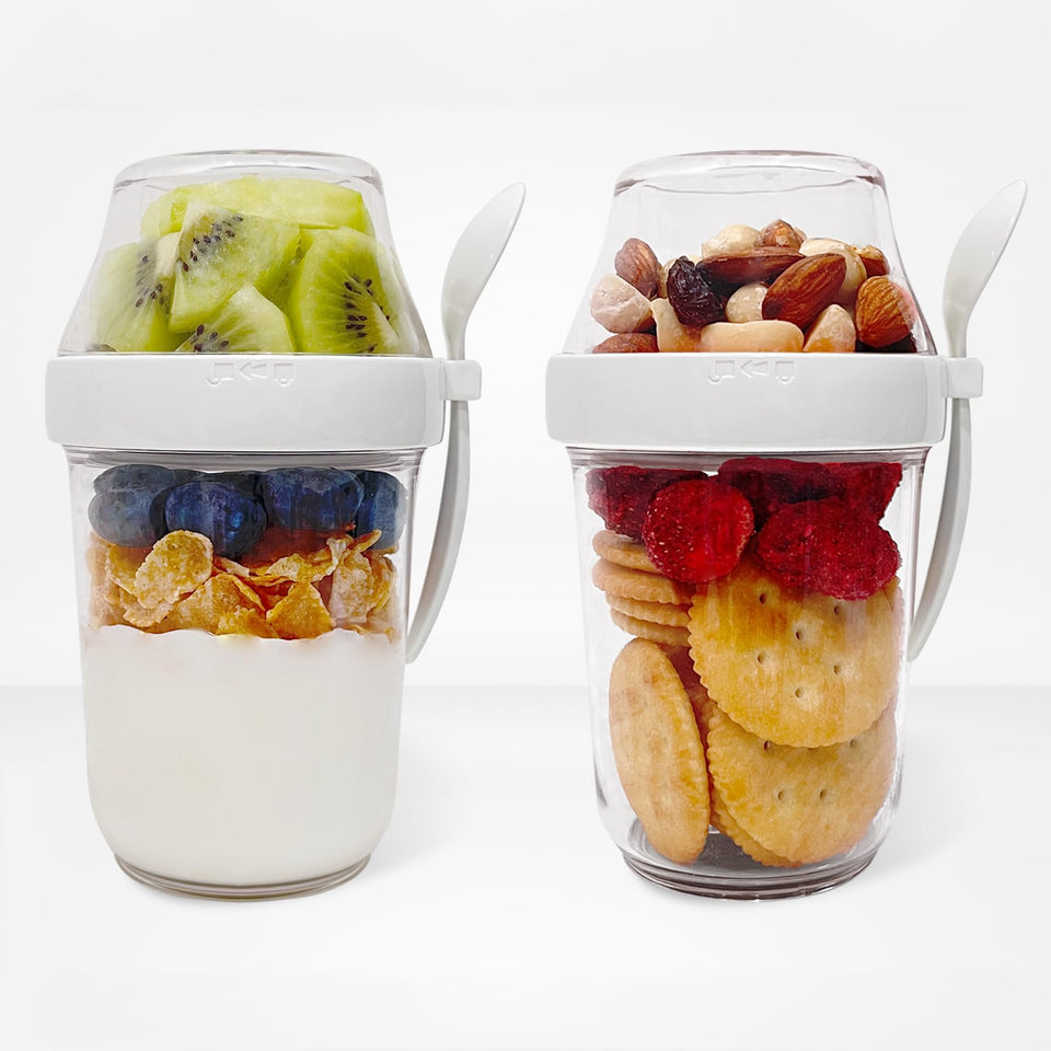 Felli On the Go Yogurt Parfait Cup with 12 oz capacity and built-in spoon for easy transport