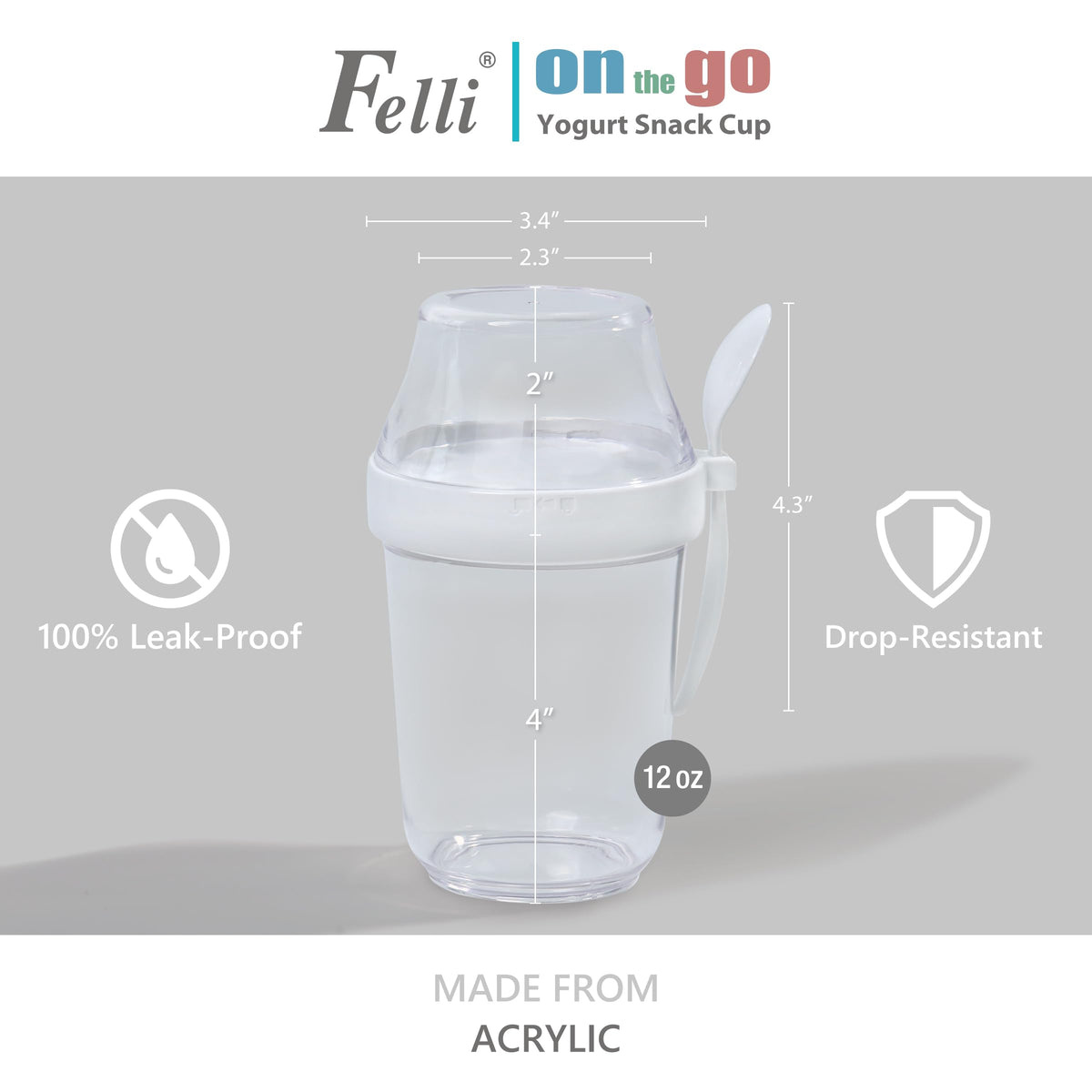 Removable twist-top topping compartment on the Felli cup for separate mix-ins