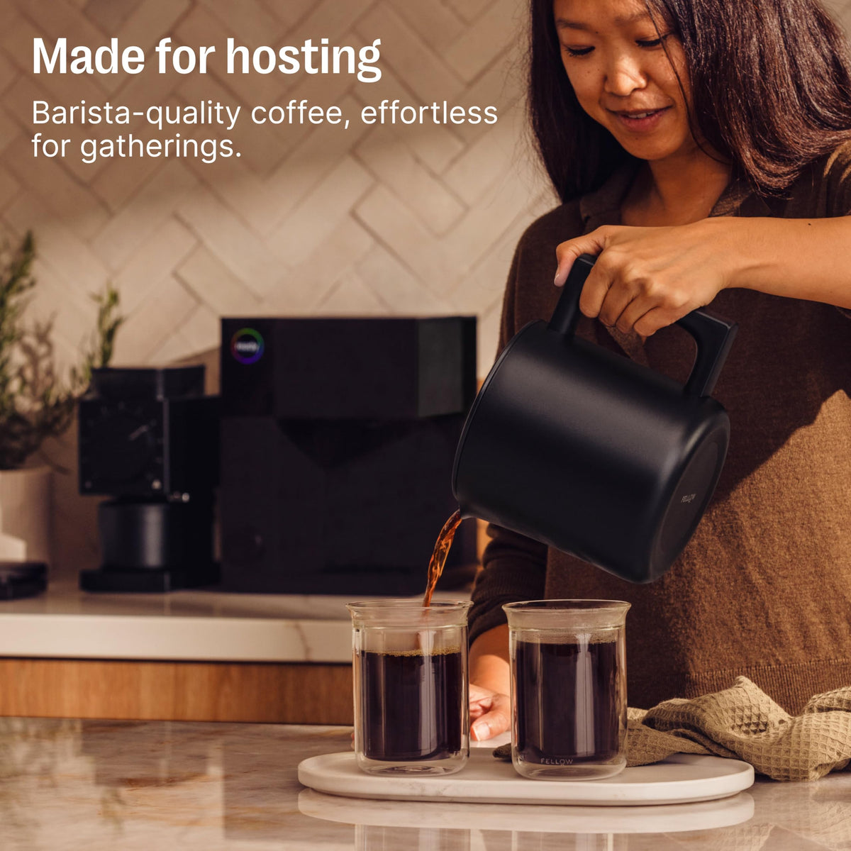 Fellow Aiden batch brew capacity supports multiple servings without compromising quality.