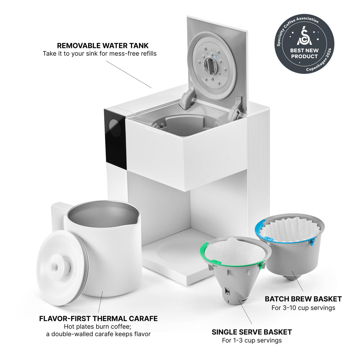 Fellow Aiden thermal carafe keeps brewed coffee warm for hours