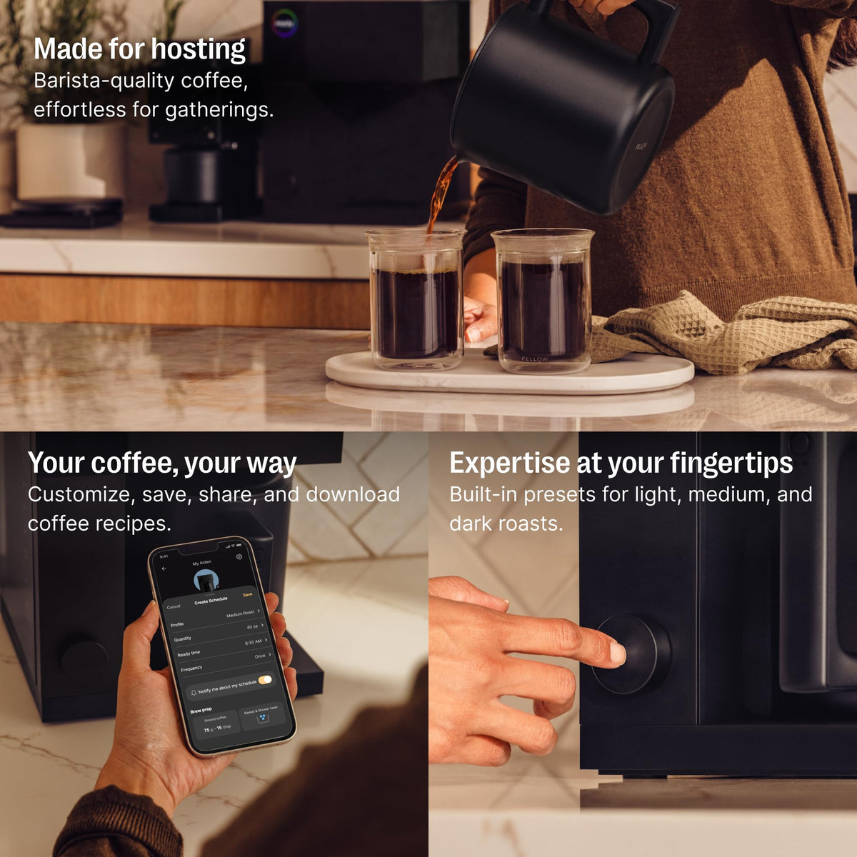 Fellow Aiden single serve and batch brew baskets deliver flexibility