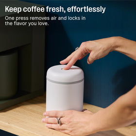Fellow Atmos stainless steel body for durable kitchen storage.