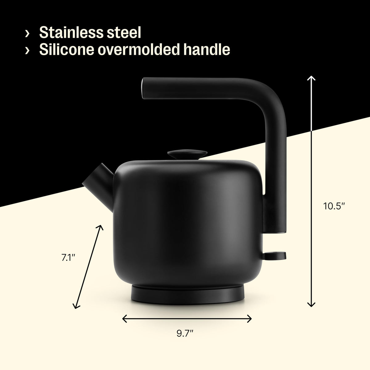 Fellow Clyde Electric Kettle heat-resistant handle enables easy pouring.