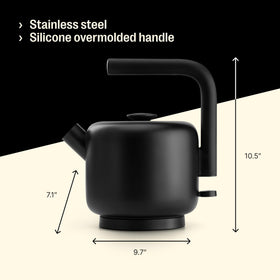 Fellow Clyde Electric Kettle heat-resistant handle enables easy pouring.