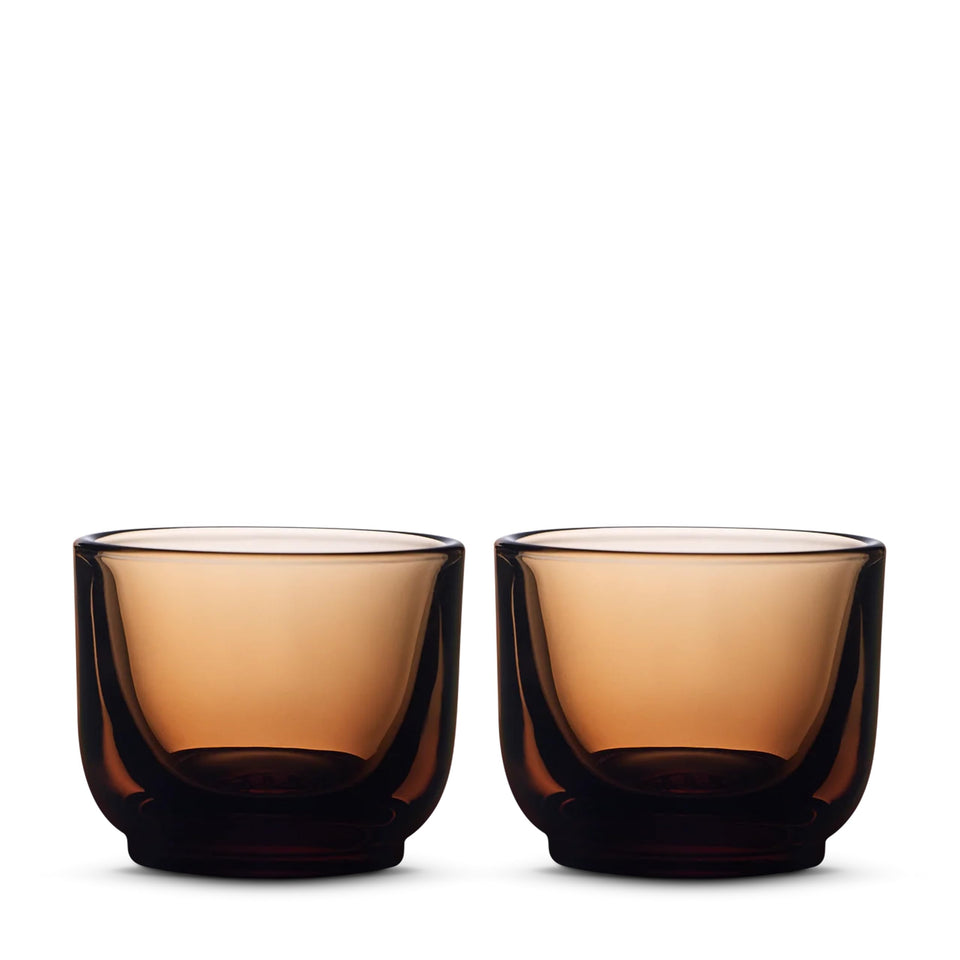 Fellow Pirch espresso shot glass in amber with balanced feel for steadier sips.