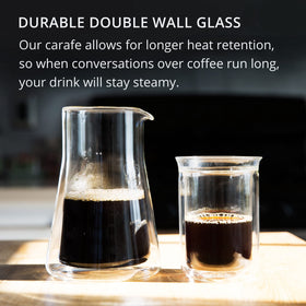 Fellow Stagg carafe for cold brew highlights transparent glass and extended heat retention.