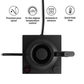 Fellow Stagg EKG Pro LCD display showing temperature and timer for repeatable brews
