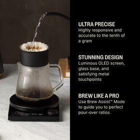 Fellow Tally Pro Brew Assist Mode guides optimal coffee-to-water ratios