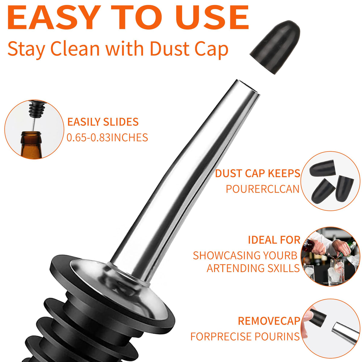 Femilkt dust caps on pour spouts protect bottles