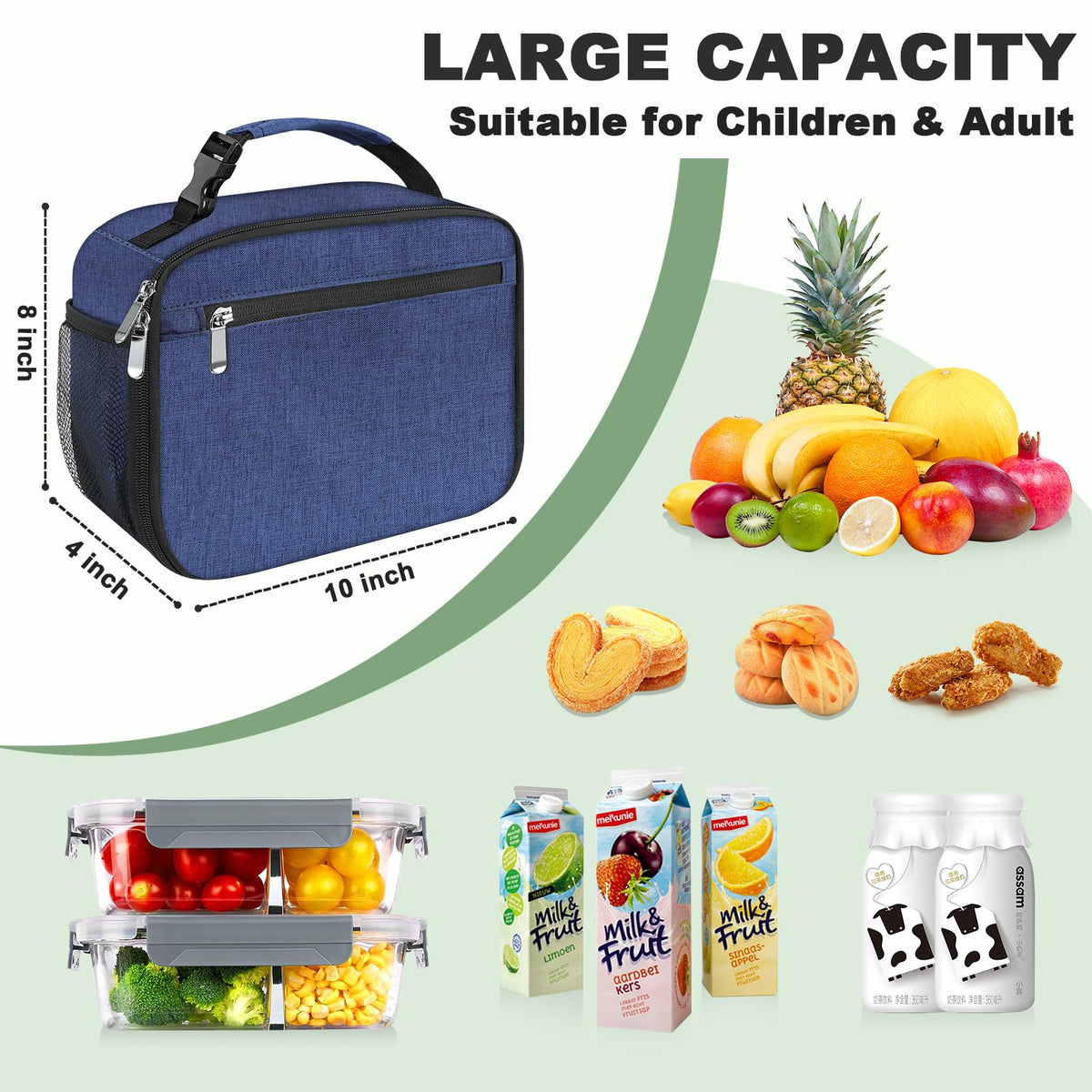 Femuar kids lunch box dark blue open compartment showing spacious interior for meals