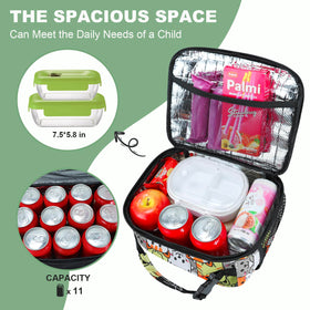 Label showing dimensions 10 x 4 x 8 inches on Femuar lunch box.