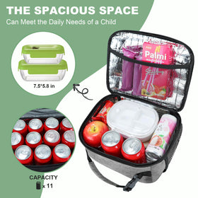 Femuar kids lunch box grey interior compartments organize meals and fruit.