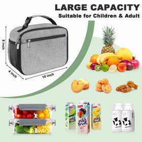 Femuar kids lunch box grey side pocket for snacks and quick access.