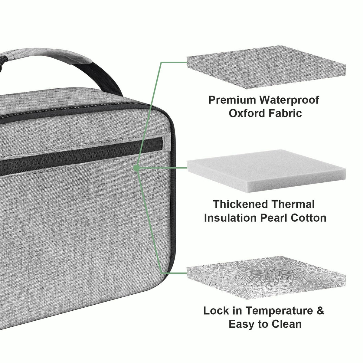 Femuar kids lunch box grey spacious storage fits meals and drinks.