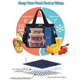 Femuar lunch bag with detachable adjustable strap for hands-free transport.
