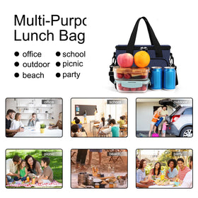 Femuar lunch bag in dark blue for daily use and travel.