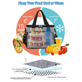 Femuar grey lunch bag ideal for work, picnics, and travel.