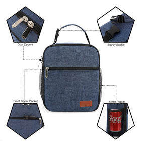 Femuar blue lunch box compact size, fits one-person meals.