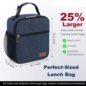 Femuar blue lunch box side pockets, extra storage for drinks.