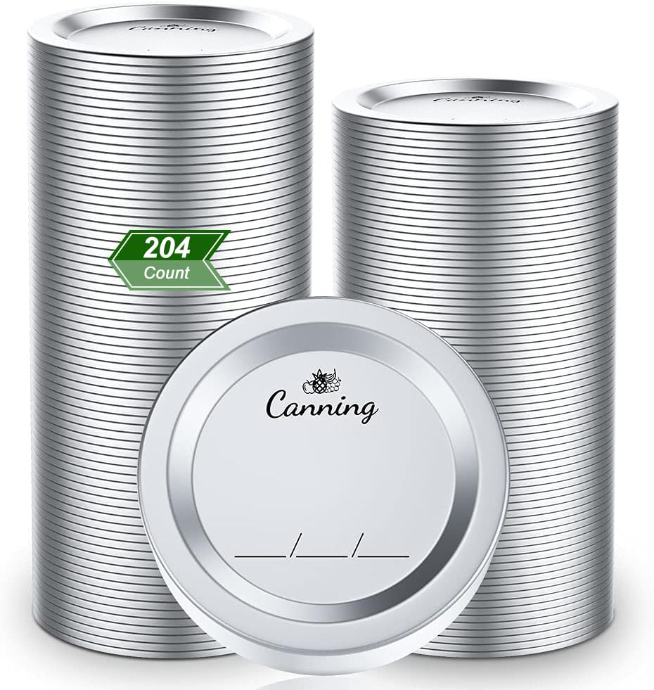 FENRIR 204-pack regular mouth lids with airtight seal for reliable long-term canning.