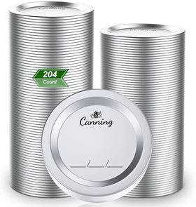 FENRIR 204-pack regular mouth lids with airtight seal for reliable long-term canning.