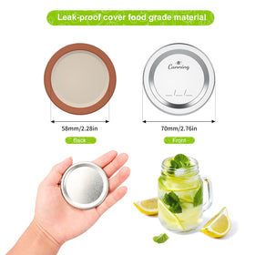 FENRIR split-type metal lids provide secure 70mm jar fit and reseal capability.