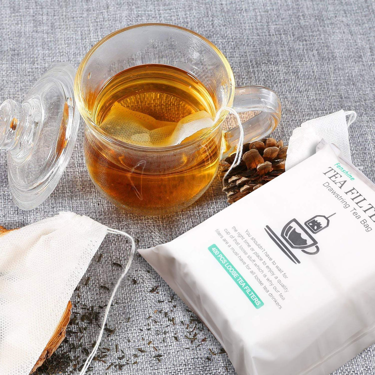 Fenshine biodegradable tea bags self-degrade after use for eco-friendly disposal.