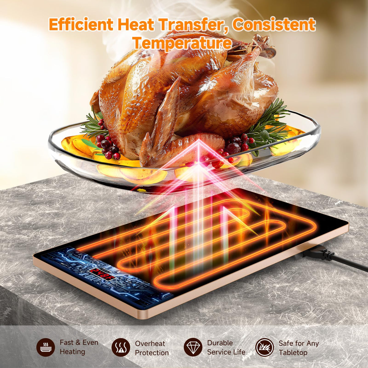 FEPPO 10 temperature settings help keep dishes at ideal warmth.
