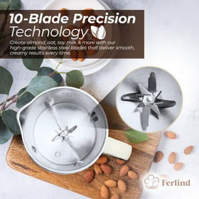 Ferlind LCD screen with self-cleaning function for easy cleanup after blends.
