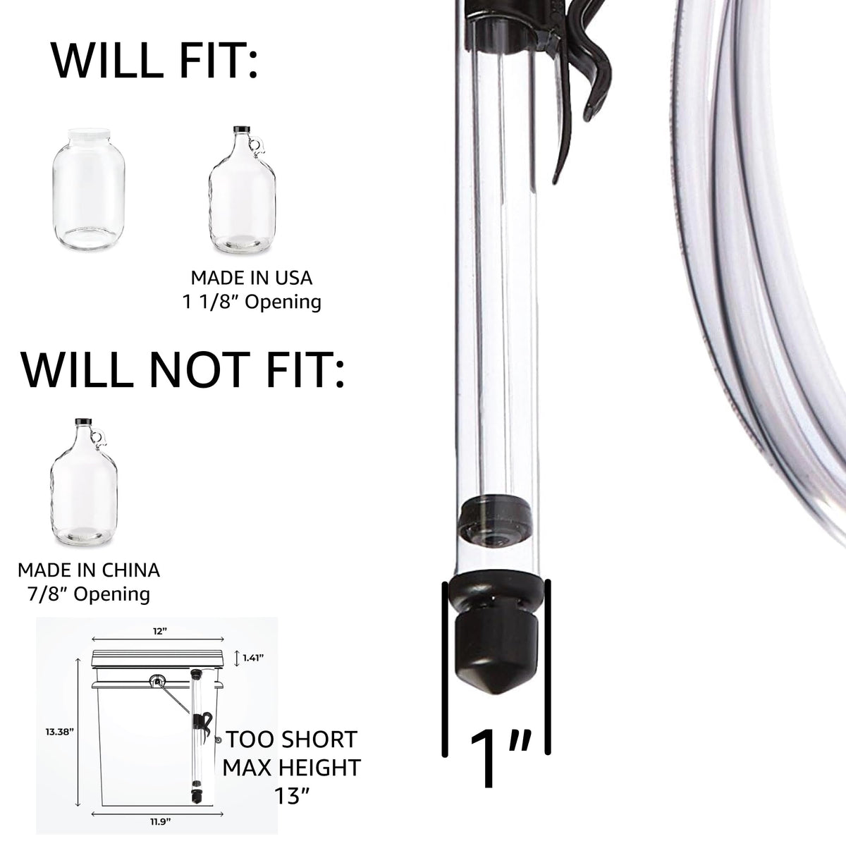 Fermtech stable clip keeps the siphon secure during transfers.