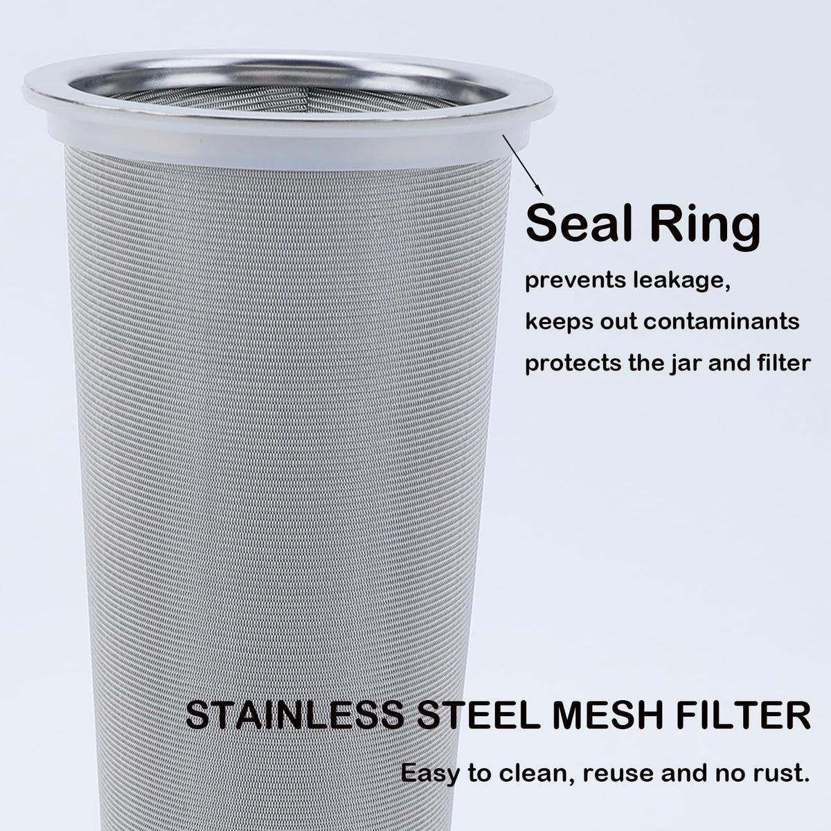 Fermus 304 stainless steel mesh filter demonstrates durable, reusable quality