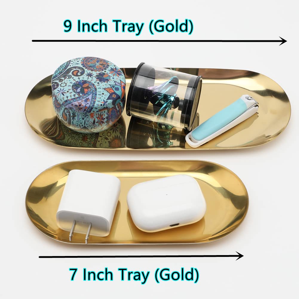 Fermus small-storage tray in gold enhances organization while matching modern decor.