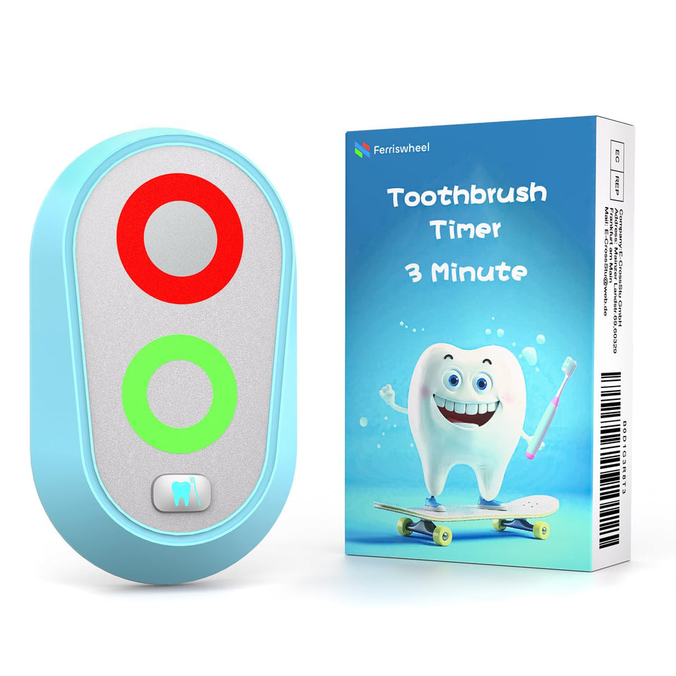 Ferriswheel toothbrush timer blue front view with kid-friendly color cues to guide brushing.