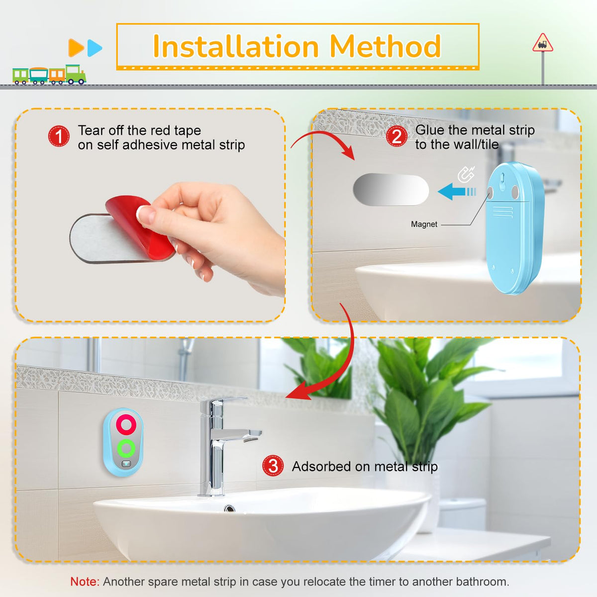 Ferriswheel toothbrush timer blue shown in a bathroom setup for kids' routines.