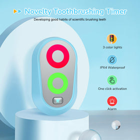 Ferriswheel toothbrush timer blue back magnets, easy attachment to metal bathroom surfaces.