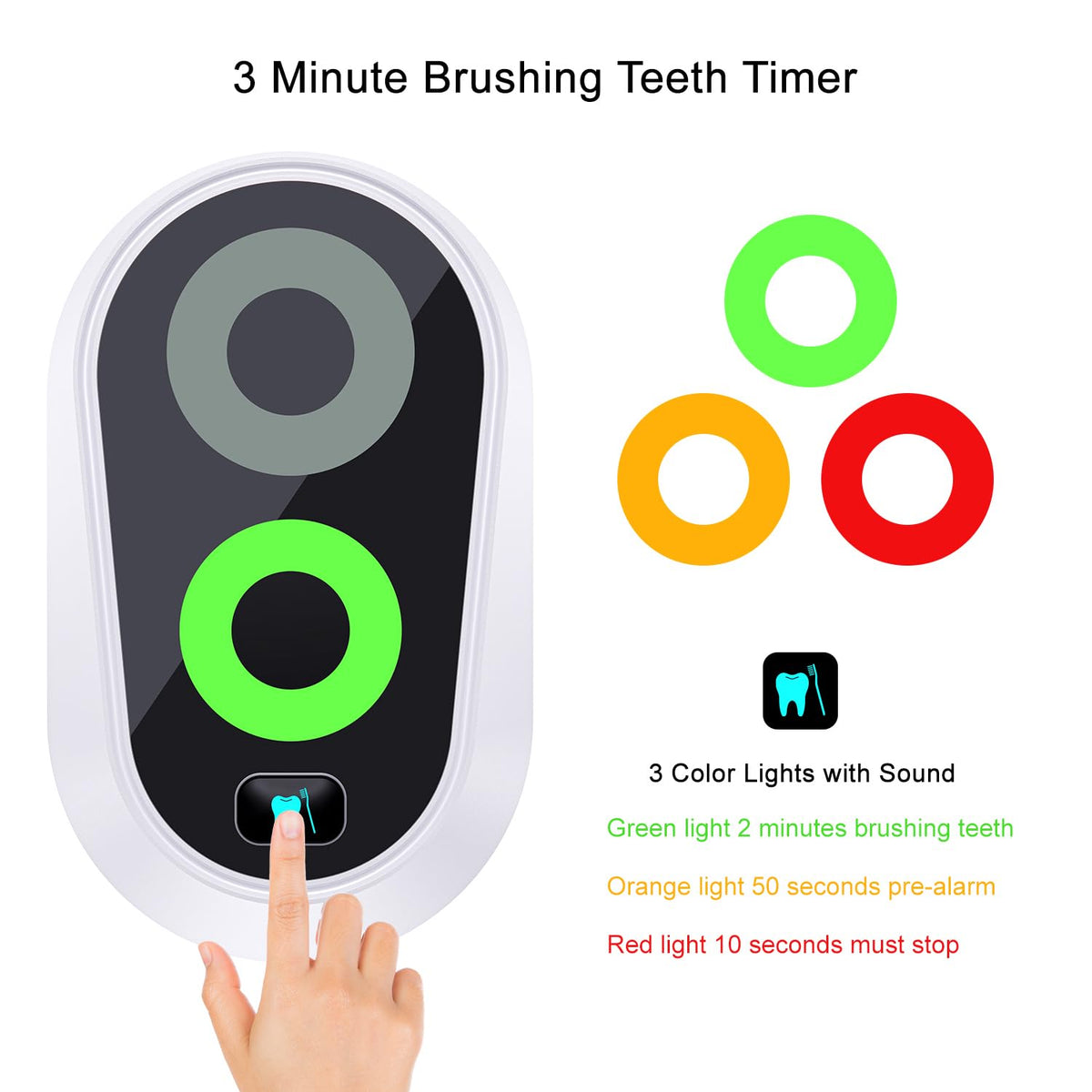 Ferriswheel Toothbrushing Timer with 3M adhesive pieces for non-metal surface mounting.
