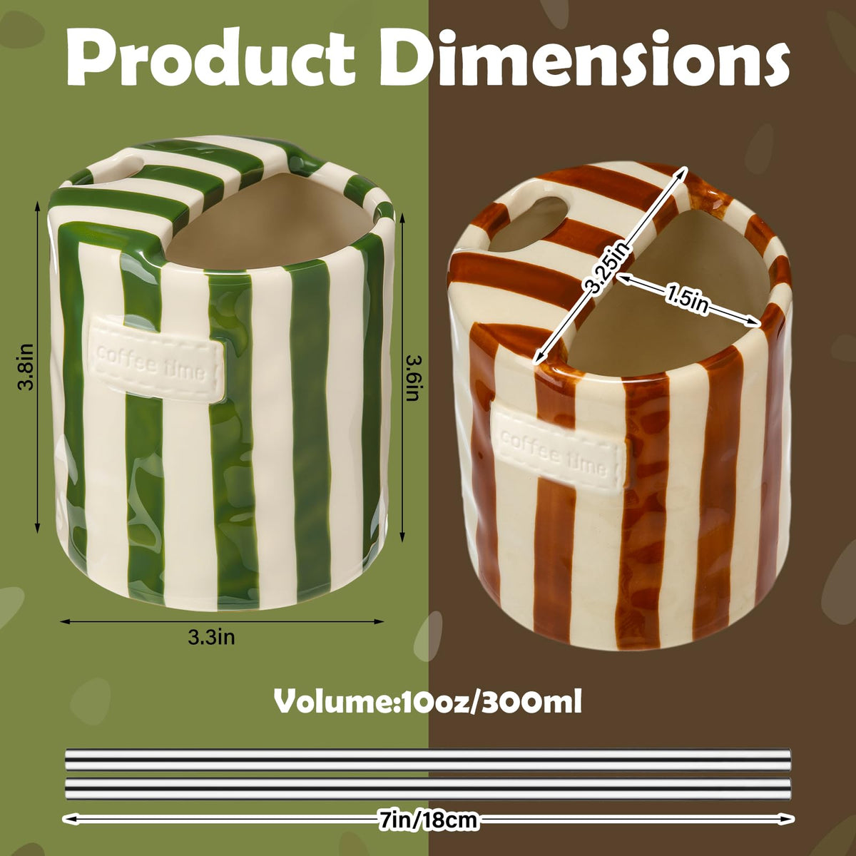 Ferrochef ceramic mug green-brown handle for durable daily use.